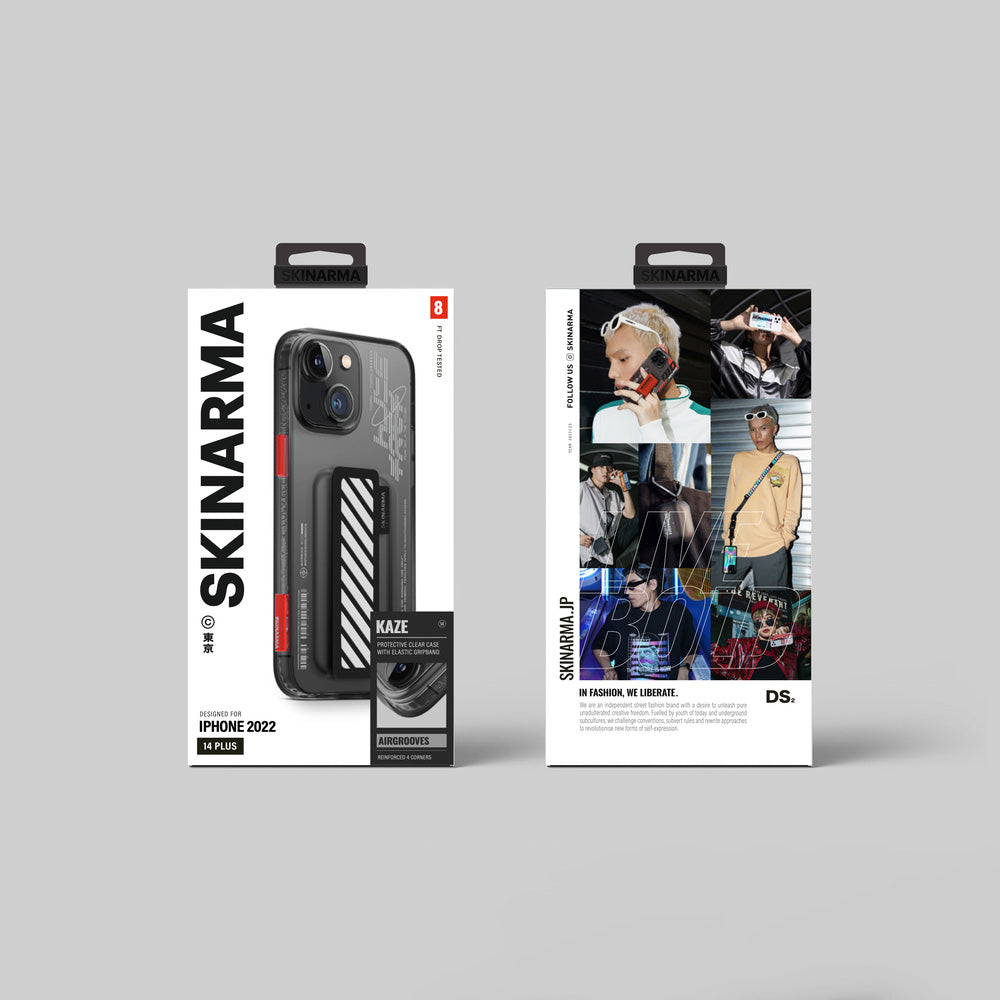 Apple iPhone 14 Case SkinArma Transparent Patterned Kaze Cover Smoke