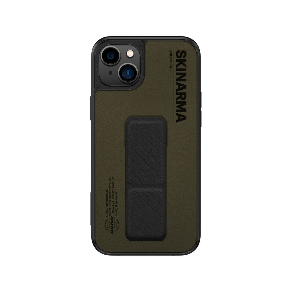 Apple iPhone 14 Case SkinArma Stand Leather Look Gyo Cover Olive