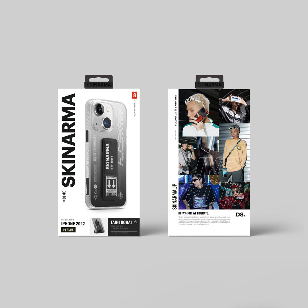 Apple iPhone 14 Case SkinArma Stand Transparent Design Taihi Kobai Cover Black 