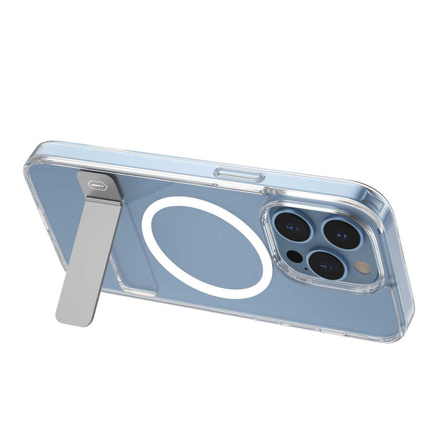Apple iPhone 14 Case with Stand, M-safe Wireless Charging Feature, Wiwu Aurora Series Cover, Colorless