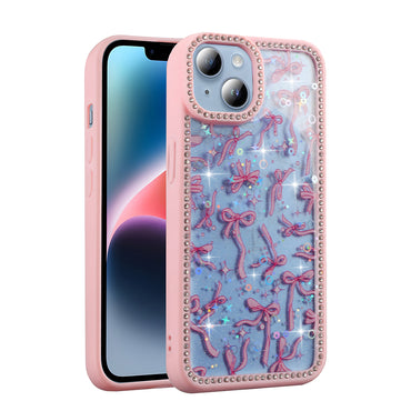 Apple iPhone 14 Case Stone and Glitter Design Zore Azra Cover Pink 