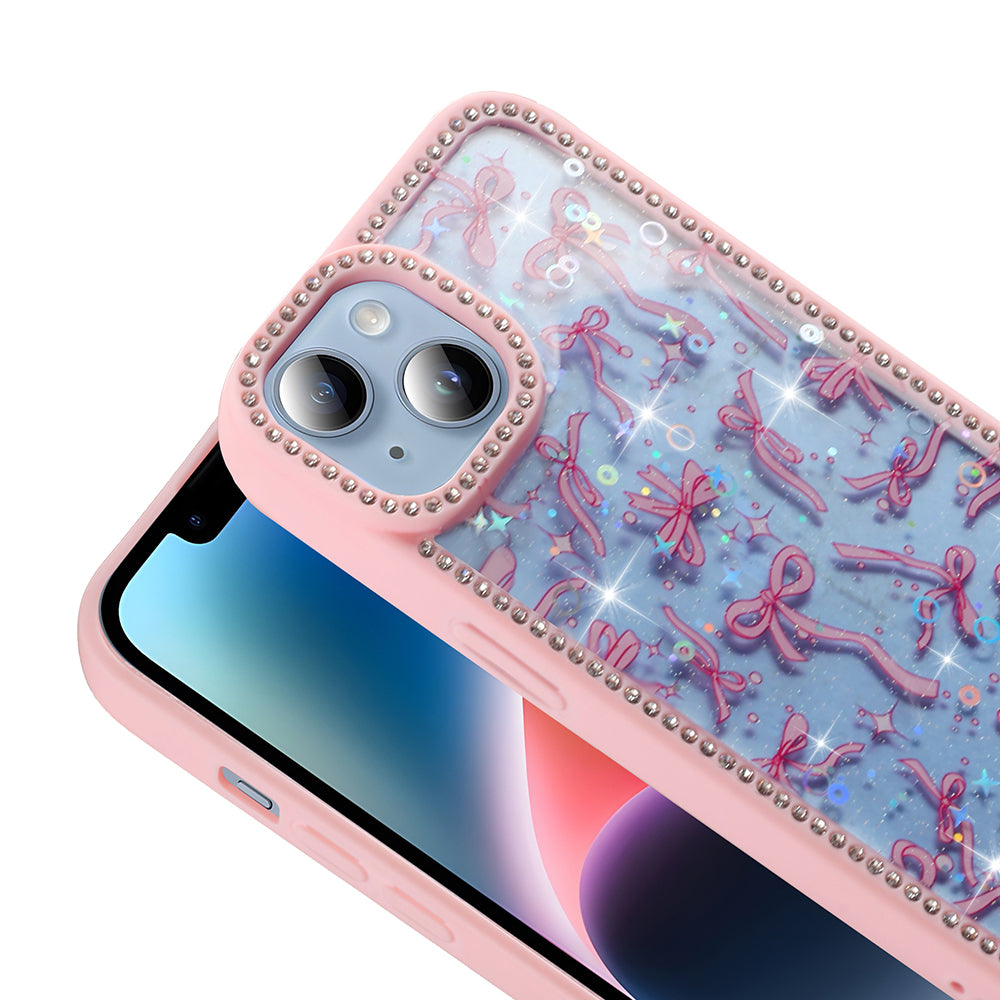 Apple iPhone 14 Case Stone and Glitter Design Zore Azra Cover Pink 
