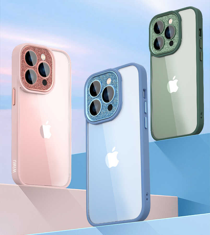 Apple iPhone 14 Case Wiwu GCC-105 Lens Protection Colorful Edge Transparent Back Multicolor Cover Black
