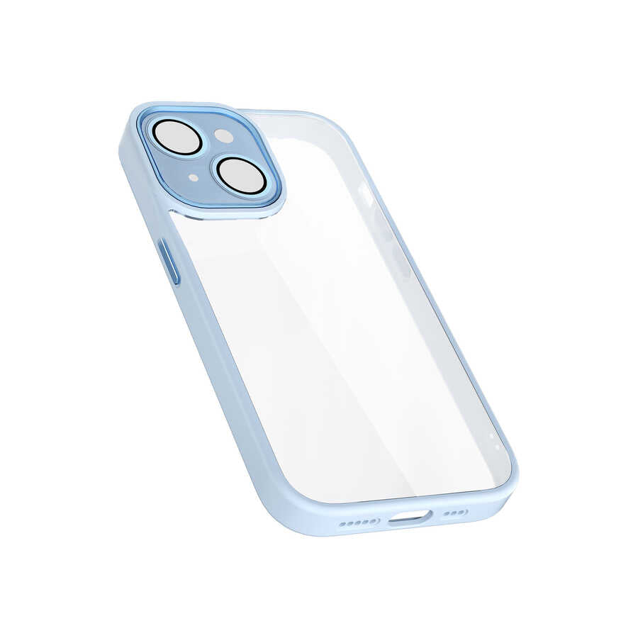Apple iPhone 14 Case Wiwu VCC-104 Lens Protection Colored Edge Transparent Back Vivid Clear Cover Blue 