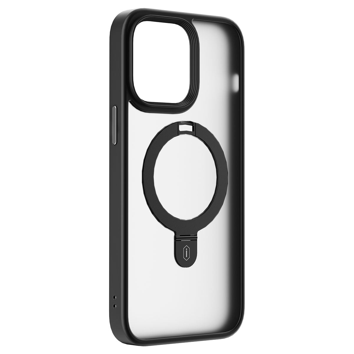 Apple iPhone 14 Case Wiwu ZMM-010 M-safe Charging Feature Fingerprint-Proof Matte Transparent Stand Cover Black