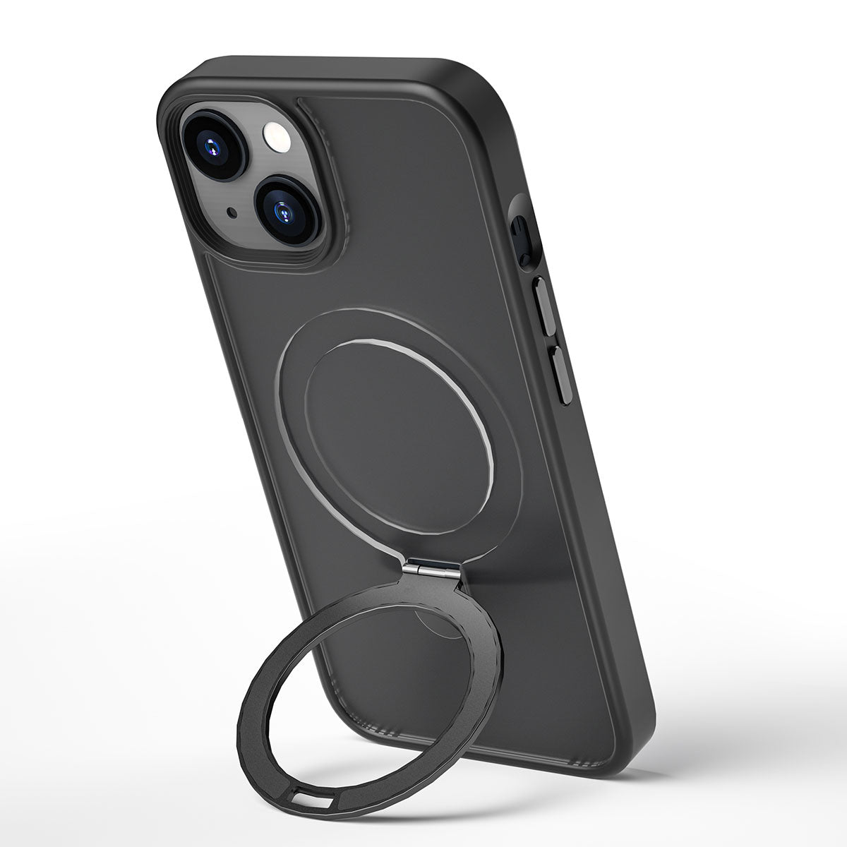 Apple iPhone 14 Case Wiwu ZMM-010 M-safe Charging Feature Fingerprint-Proof Matte Transparent Stand Cover Black