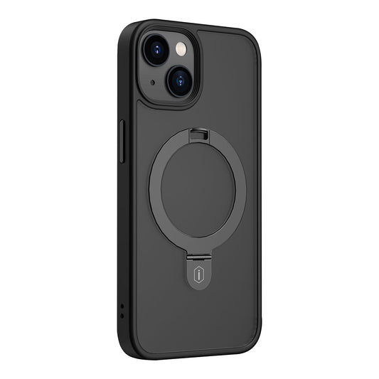 Apple iPhone 14 Case Wiwu ZMM-010 M-safe Charging Feature Fingerprint-Proof Matte Transparent Stand Cover Black