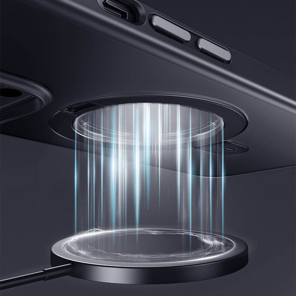 Apple iPhone 14 Case Wiwu ZMM-010 M-safe Charging Feature Fingerprint-Proof Matte Transparent Stand Cover Black