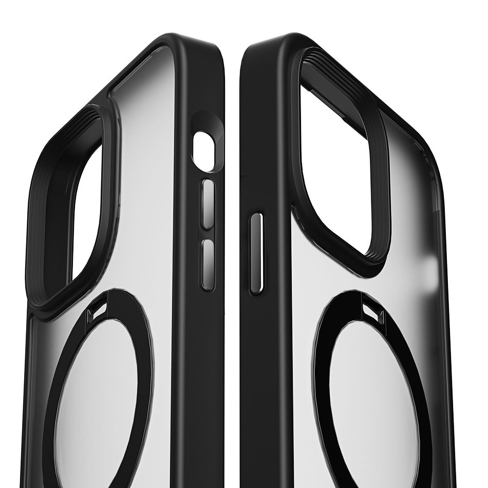 Apple iPhone 14 Case Wiwu ZMM-010 M-safe Charging Feature Fingerprint-Proof Matte Transparent Stand Cover Black