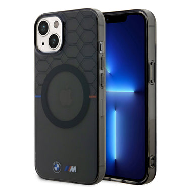 Apple iPhone 14 Plus Kılıf BMW M-safe Şarj Özellikli Transparan M Dizayn Kapak Gri
