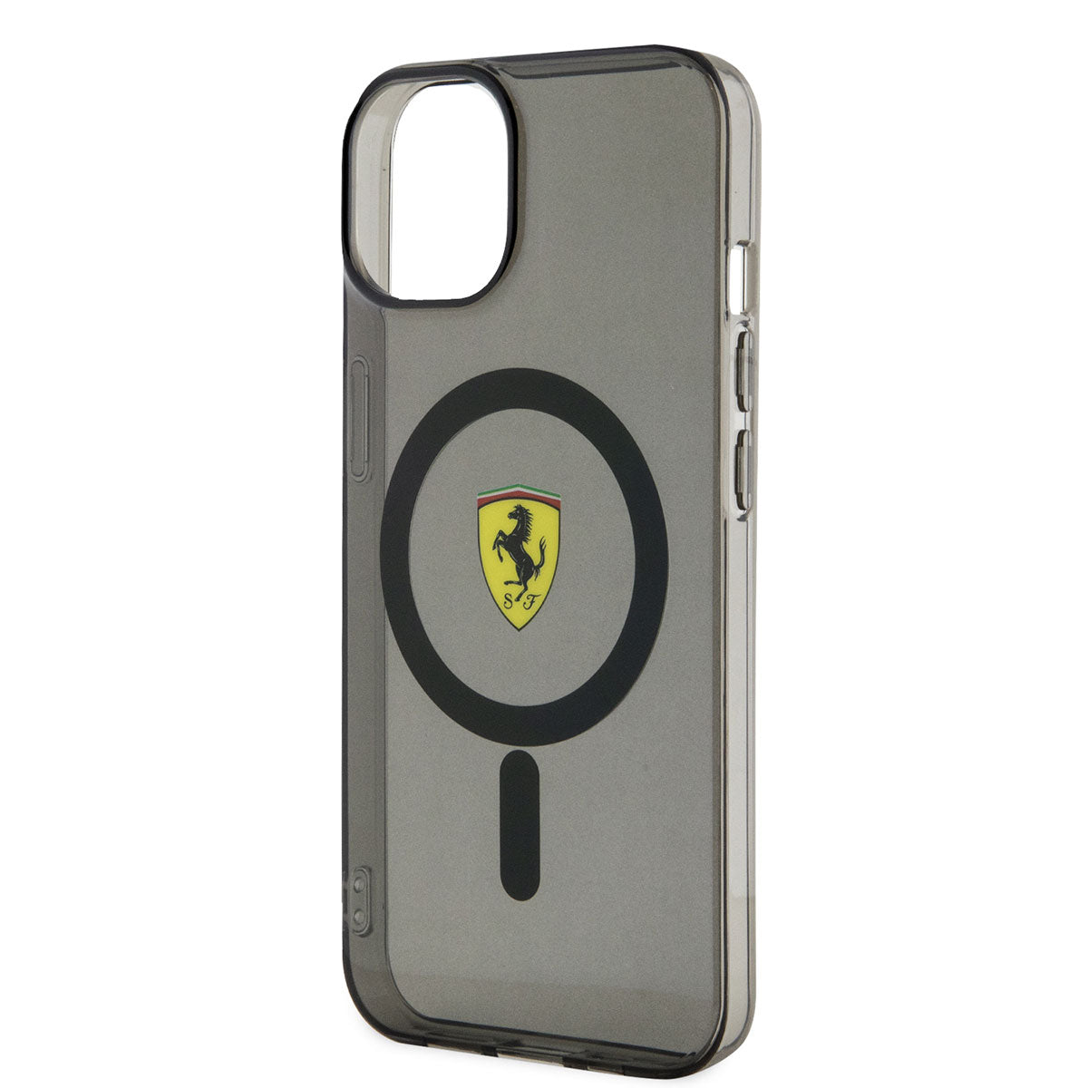 Apple iPhone 14 Plus Kılıf Ferrari M-safe Şarj Özellikli Yarı Transparan Dizayn Kapak Siyah