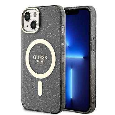 Apple iPhone 14 Plus Case GUESS M-safe Charging Glitter Cover Black