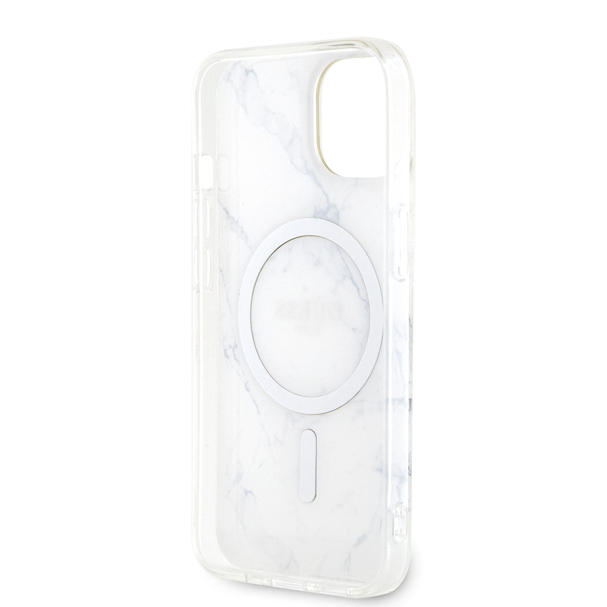 Apple iPhone 14 Plus Case GUESS M-safe Charging Feature Marble Pattern Cover White