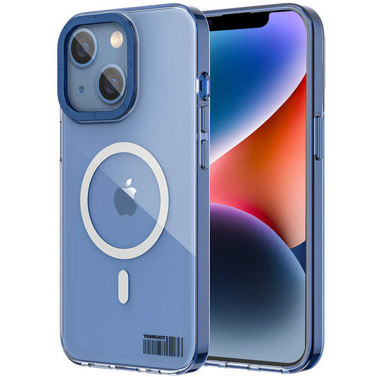 Apple iPhone 14 Plus Case M-safe Charging Feature Youngkit Colored Glaze Series Cover Blue 