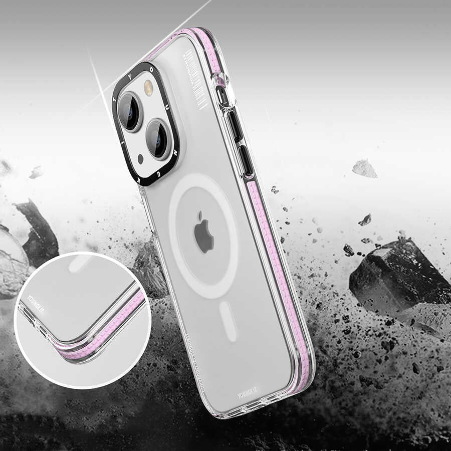 Apple iPhone 14 Plus Case M-safe Charging Feature Youngkit Jane Sand Series Cover Pink 
