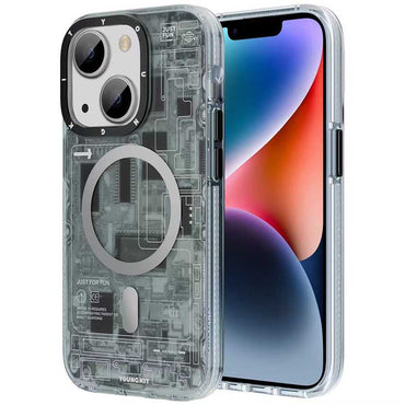 Apple iPhone 14 Plus Case M-Safe Charging Feature YoungKit Technology Series Cover Black 