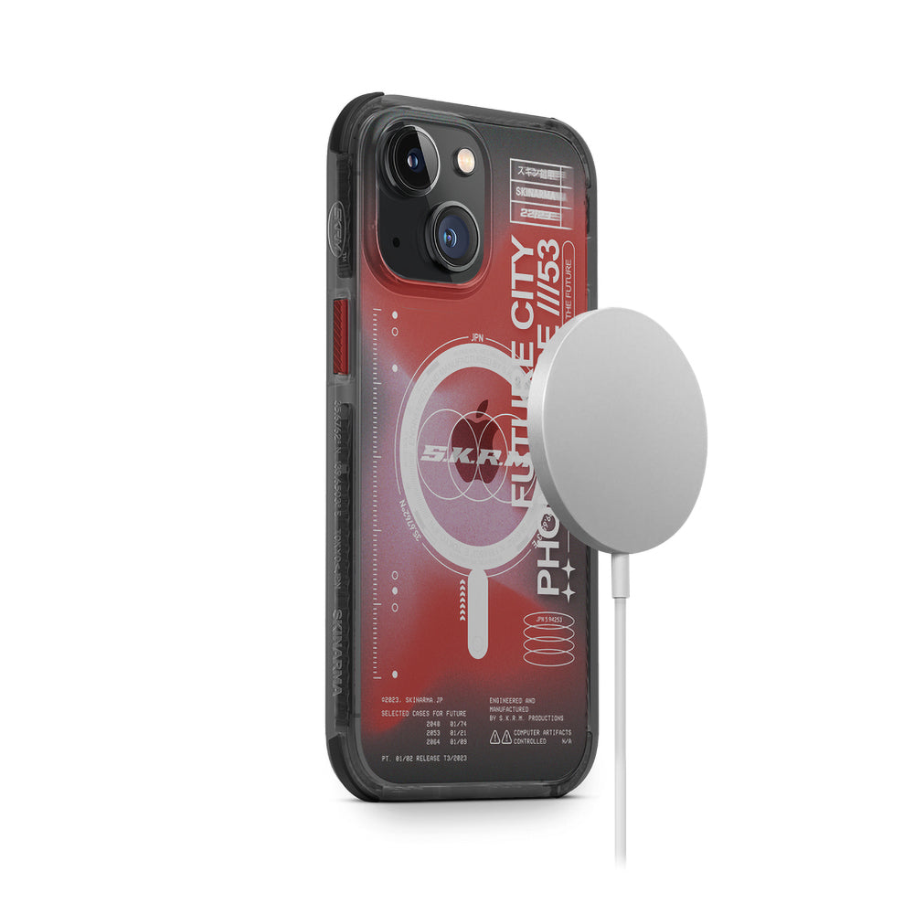 Apple iPhone 14 Plus Case SkinArma Transparent Airbag Design M-safe Charging Feature Shorai Cover Red 