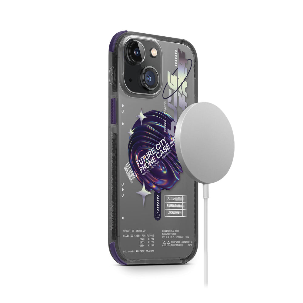 Apple iPhone 14 Plus Case SkinArma Transparent Airbag Design M-safe Charging Feature Shorai Cover Purple 