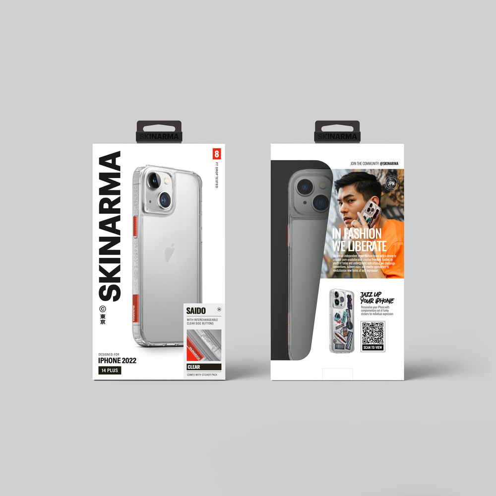 Apple iPhone 14 Plus Case SkinArma Transparent Airbag Design Saido Cover Colorless 