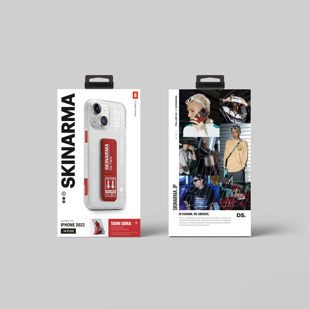 Apple iPhone 14 Plus Case SkinArma Stand Transparent Design Taihi Sora Cover Red 