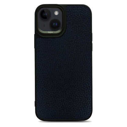 Apple iPhone 14 Plus Kılıf Soft Deri Metal Kamera Çerçeveli Kajsa Litchi Kapak Siyah