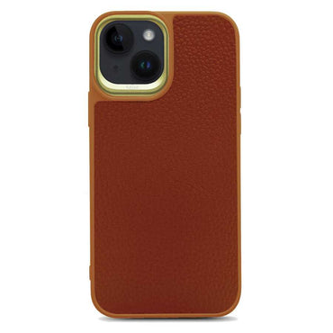 Apple iPhone 14 Plus Kılıf Soft Deri Metal Kamera Çerçeveli Kajsa Litchi Kapak Siyah