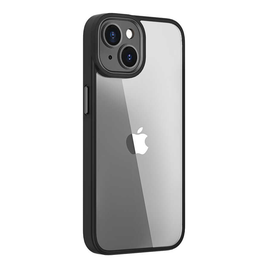 Apple iPhone 14 Plus Case Wiwu VCC-104 Lens Protection Colored Edge Transparent Back Vivid Clear Cover Black 
