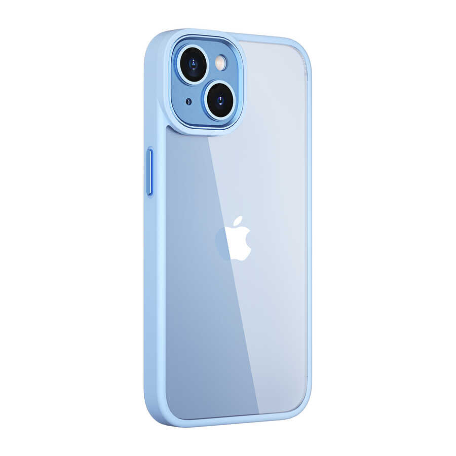 Apple iPhone 14 Plus Case Wiwu VCC-104 Lens Protection Colored Edge Transparent Back Vivid Clear Cover Blue 