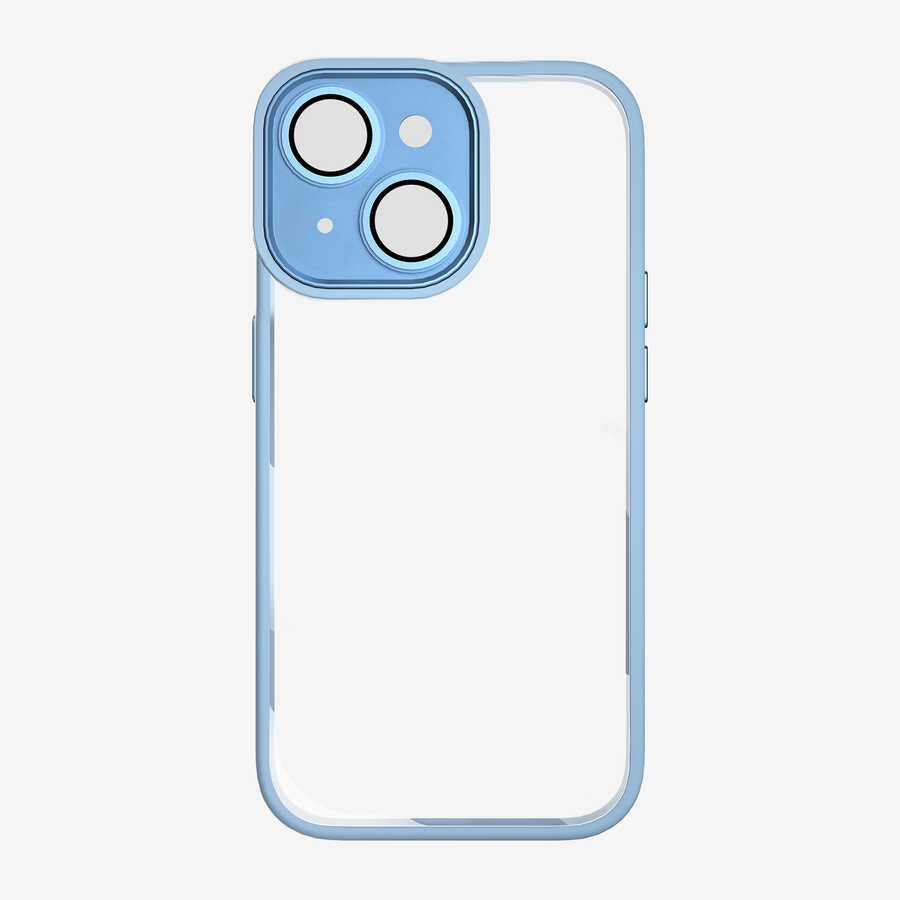 Apple iPhone 14 Plus Case Wiwu VCC-104 Lens Protection Colored Edge Transparent Back Vivid Clear Cover Blue 
