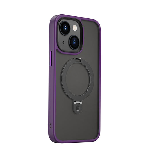 Apple iPhone 14 Plus Case Wiwu ZMM-010 M-safe Charging Feature Fingerprint-Proof Matte Transparent Stand Cover Deep Purple 