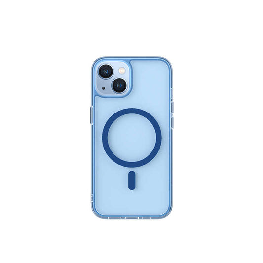 Apple iPhone 14 Plus Wiwu M-safe Charging Lens Protected Transparent Silicone Cover Blue