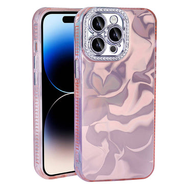Apple iPhone 14 Pro Airbag Case Shiny Stone Detail Design Zore Esila Cover White
