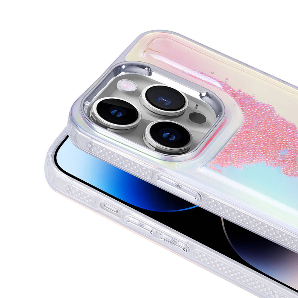 Apple iPhone 14 Pro Airbag Colorful Back Surface Bead Design Zore Sand Dune Cover Transparent 