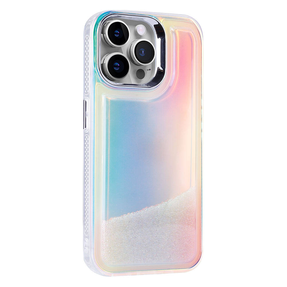Apple iPhone 14 Pro Airbag Colorful Back Surface Bead Design Zore Sand Dune Cover Transparent 