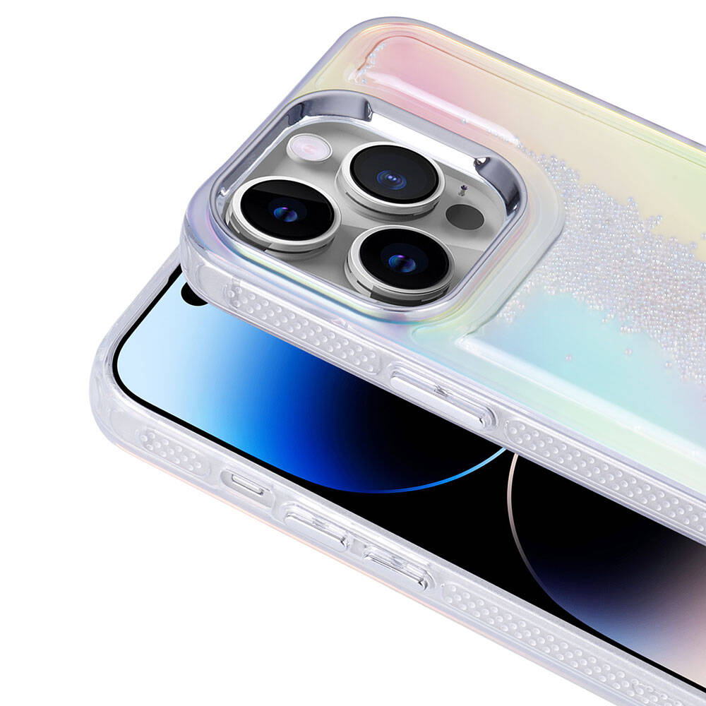 Apple iPhone 14 Pro Airbag Colorful Back Surface Bead Design Zore Sand Dune Cover Transparent 
