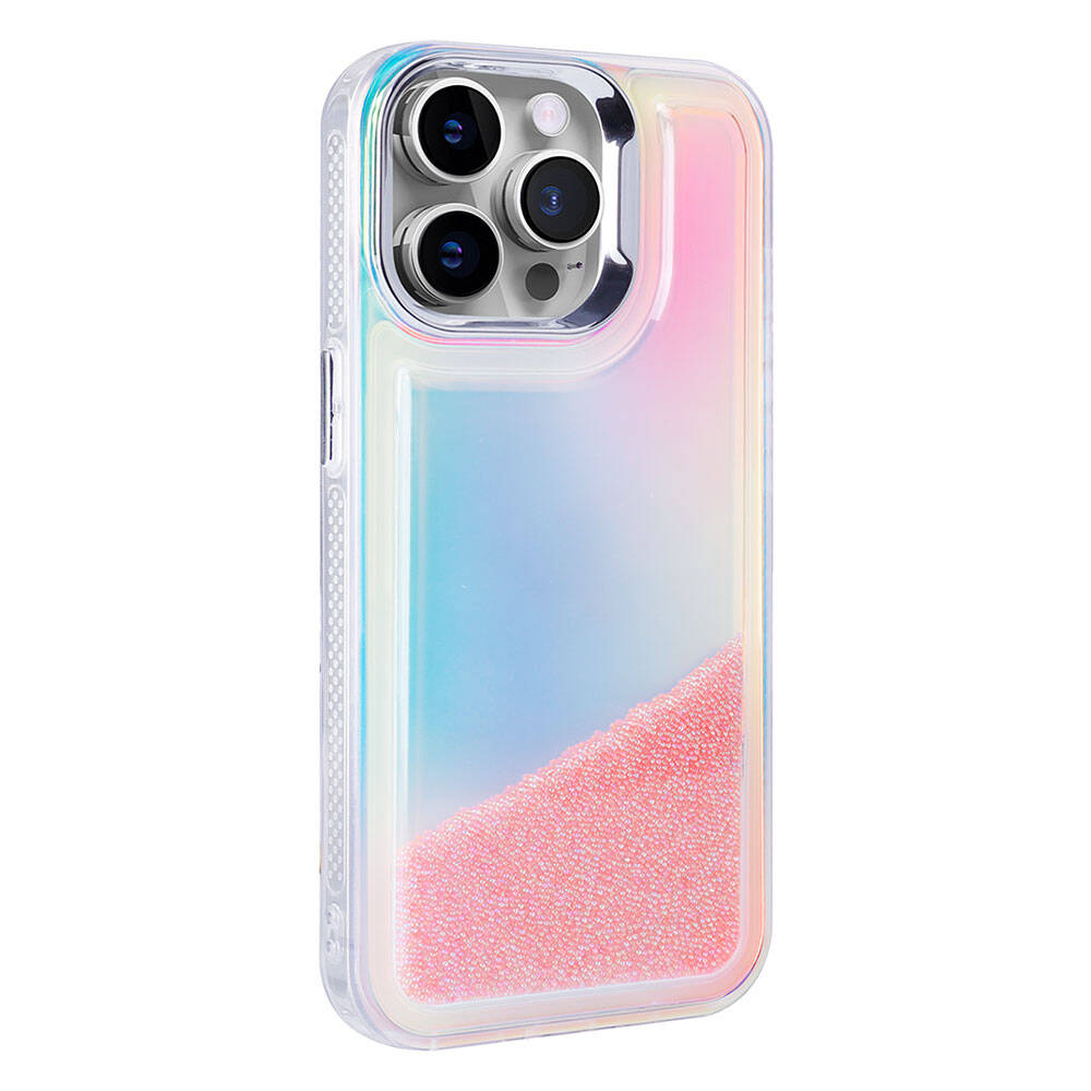 Apple iPhone 14 Pro Airbag Colorful Back Surface Bead Design Zore Sand Dune Cover Transparent 