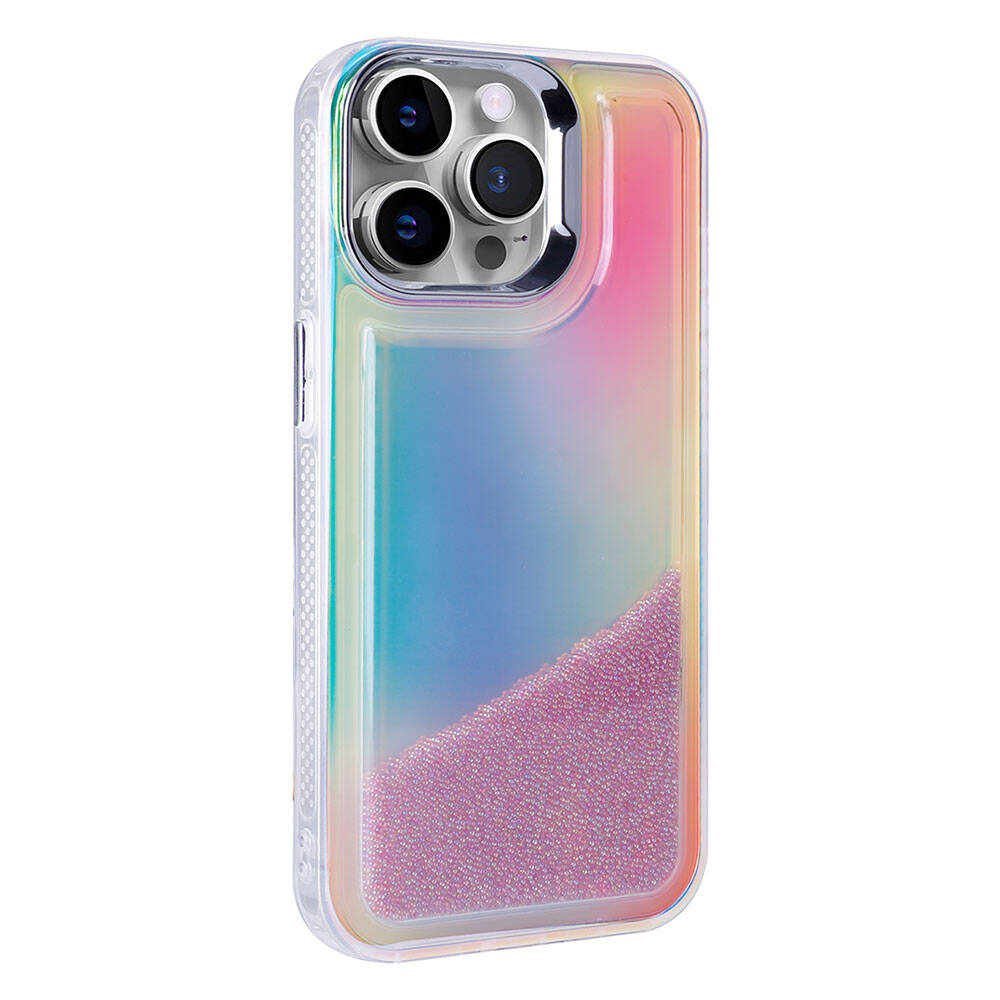 Apple iPhone 14 Pro Airbag Colorful Back Surface Bead Design Zore Sand Dune Cover Transparent 