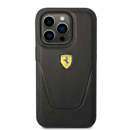 Apple iPhone 14 Pro Kılıf Ferrari Deri Delikli Dizayn Kapak Kırmızı
