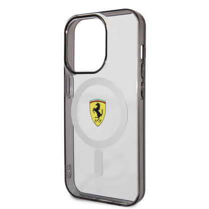 Apple iPhone 14 Pro Kılıf Ferrari M-safe Şarj Özellikli Transparan Dizayn Kapak Renksiz
