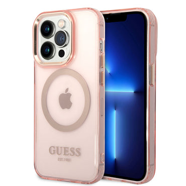 Apple iPhone 14 Pro Case GUESS M-safe Charging Airbag Design Cover Pink
