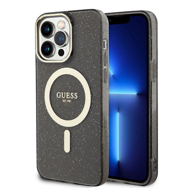 Apple iPhone 14 Pro Case GUESS M-safe Charging Glitter Cover Black