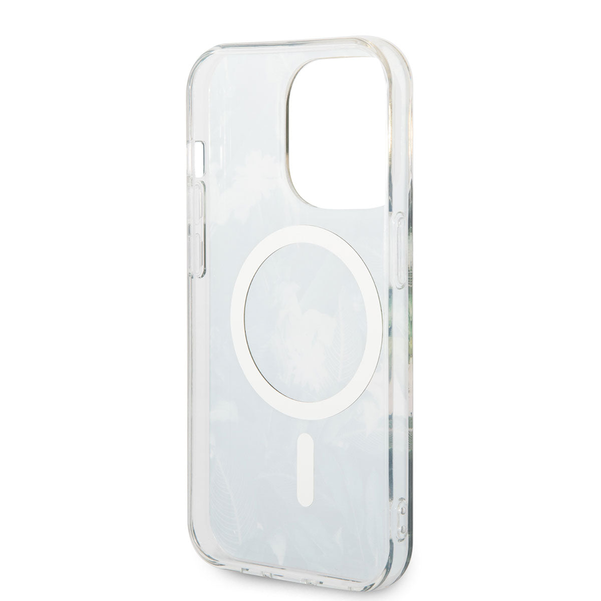 Apple iPhone 14 Pro Case GUESS M-Safe Charging Feature Leaf Pattern Cover with M-Safe Charging Cable Green