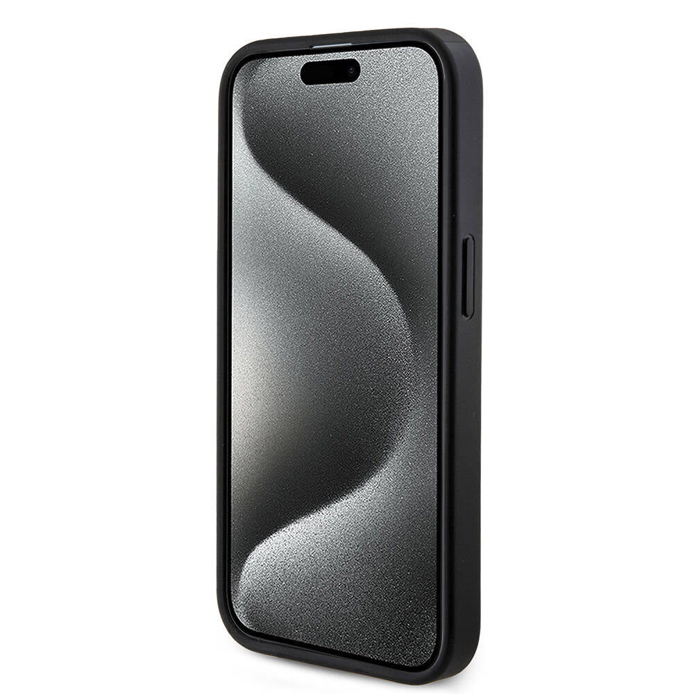Apple iPhone 14 Pro Case Guess Original Licensed M-safe Charging Feature PU Ring 4G Patterned Text Logo Cover Black