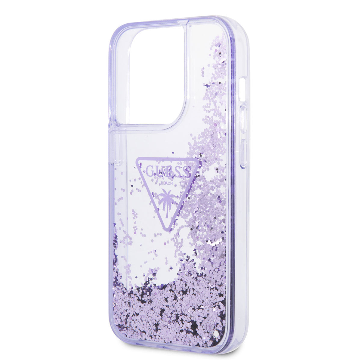 Apple iPhone 14 Pro Case GUESS Transparent Liquid Glitter Design Cover Purple