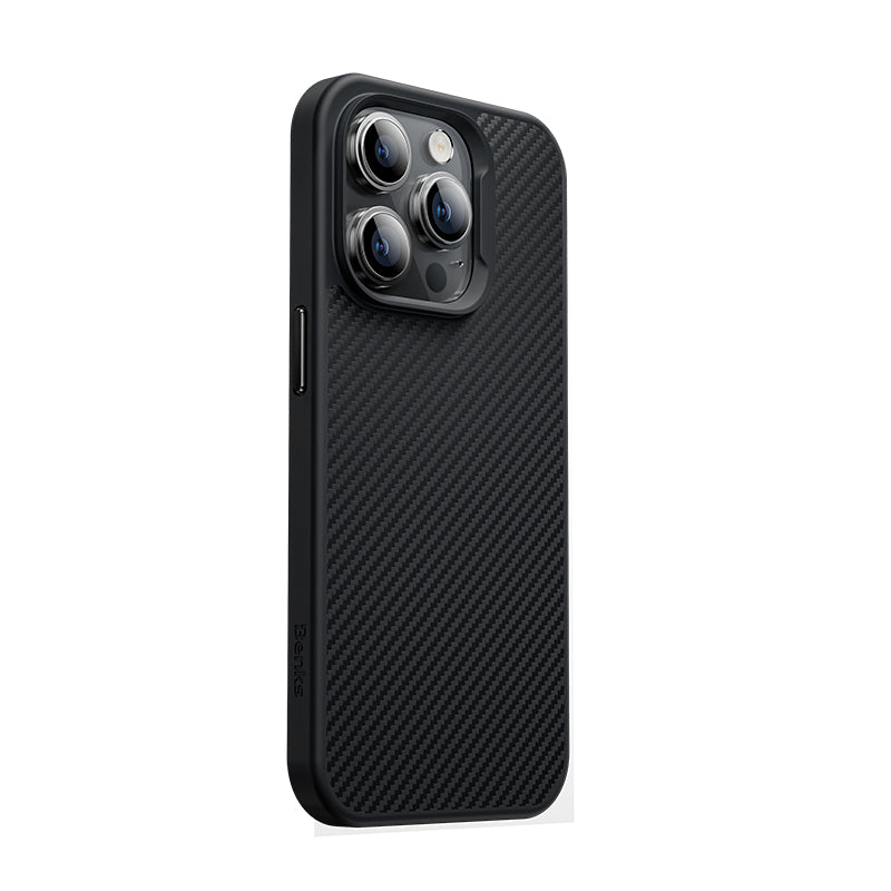 Apple iPhone 14 Pro Case Carbon Fiber M-Safe Charging Feature Benks 600D Hybrid Kevlar Cover Black 