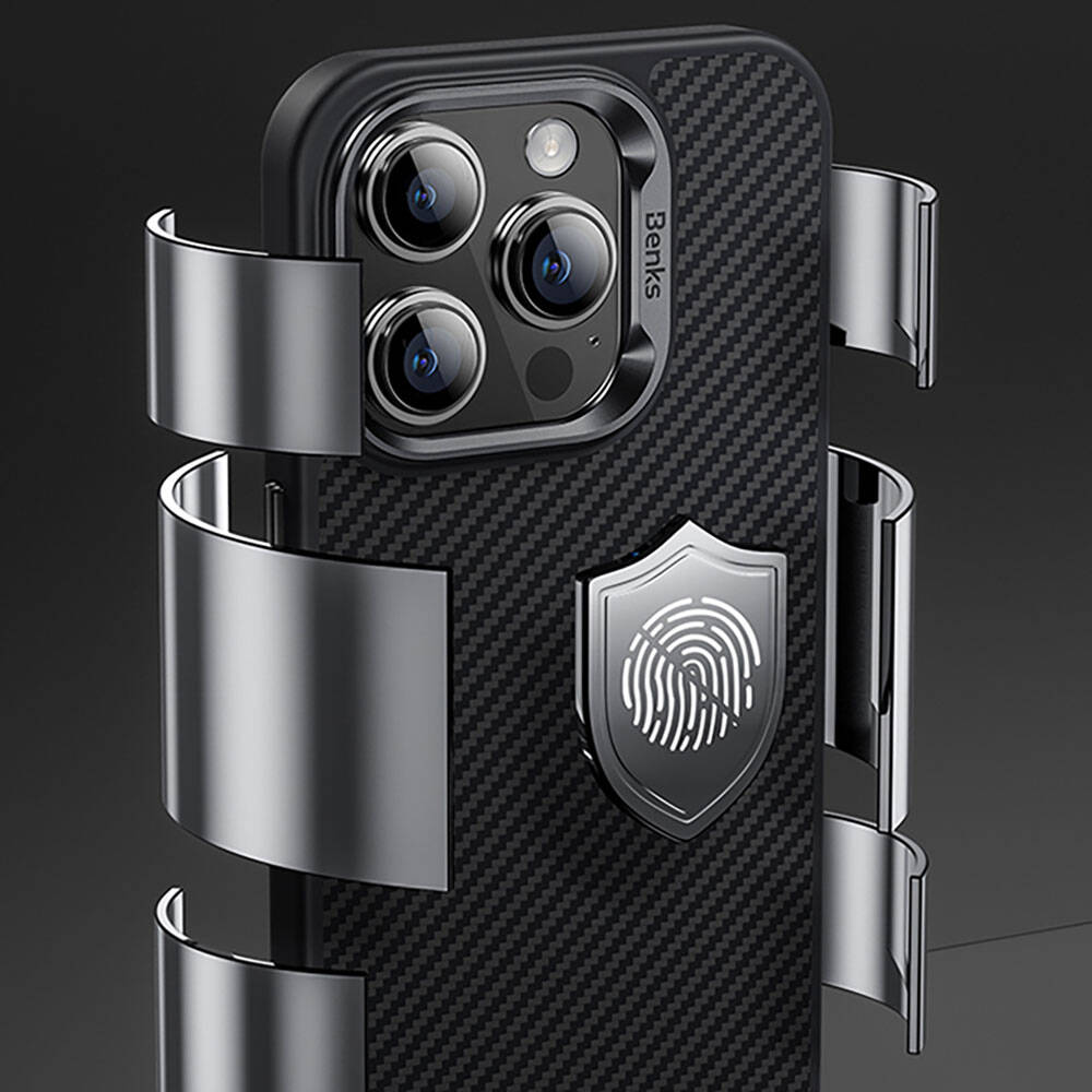 Apple iPhone 14 Pro Case Carbon Fiber M-Safe Charging Feature Benks Hybrid ArmorPro 600D Kevlar Cover Black 