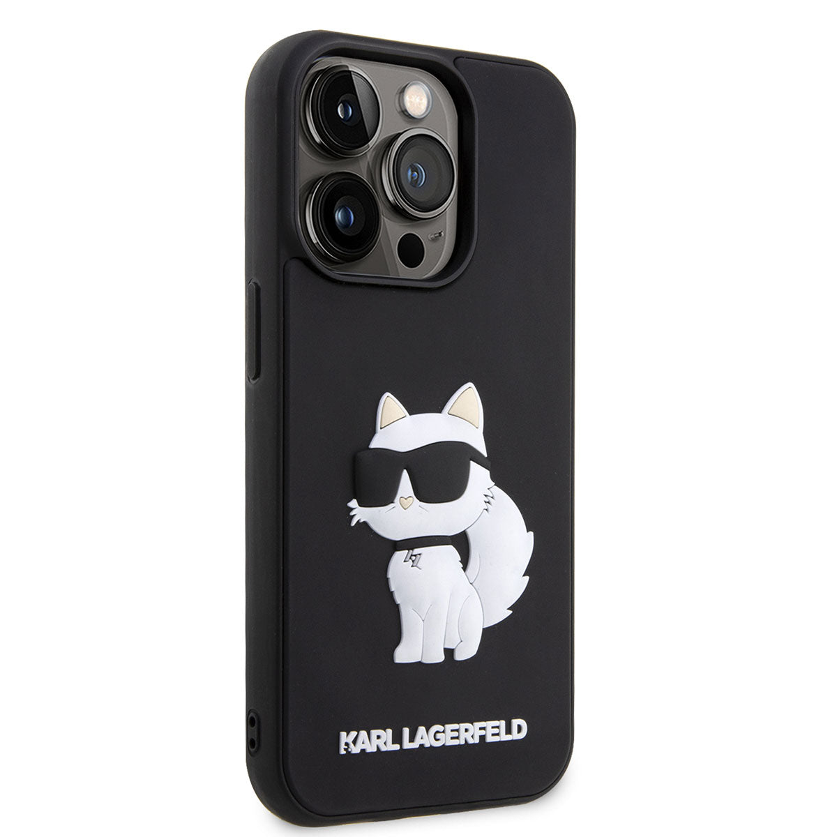 Apple iPhone 14 Pro Case Karl Lagerfeld 3D Rubber Choupette Design Cover Black 