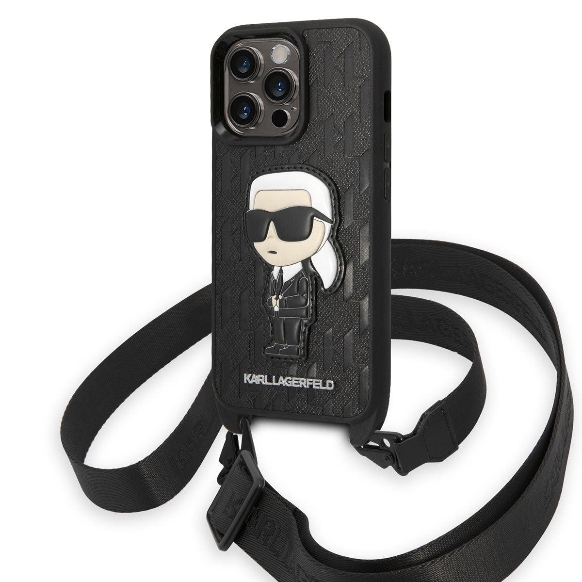 Apple iPhone 14 Pro Case Karl Lagerfeld Neck Strap Karl Design Cover Black 