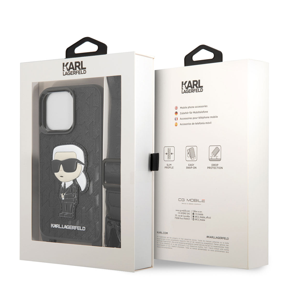 Apple iPhone 14 Pro Case Karl Lagerfeld Neck Strap Karl Design Cover Black 