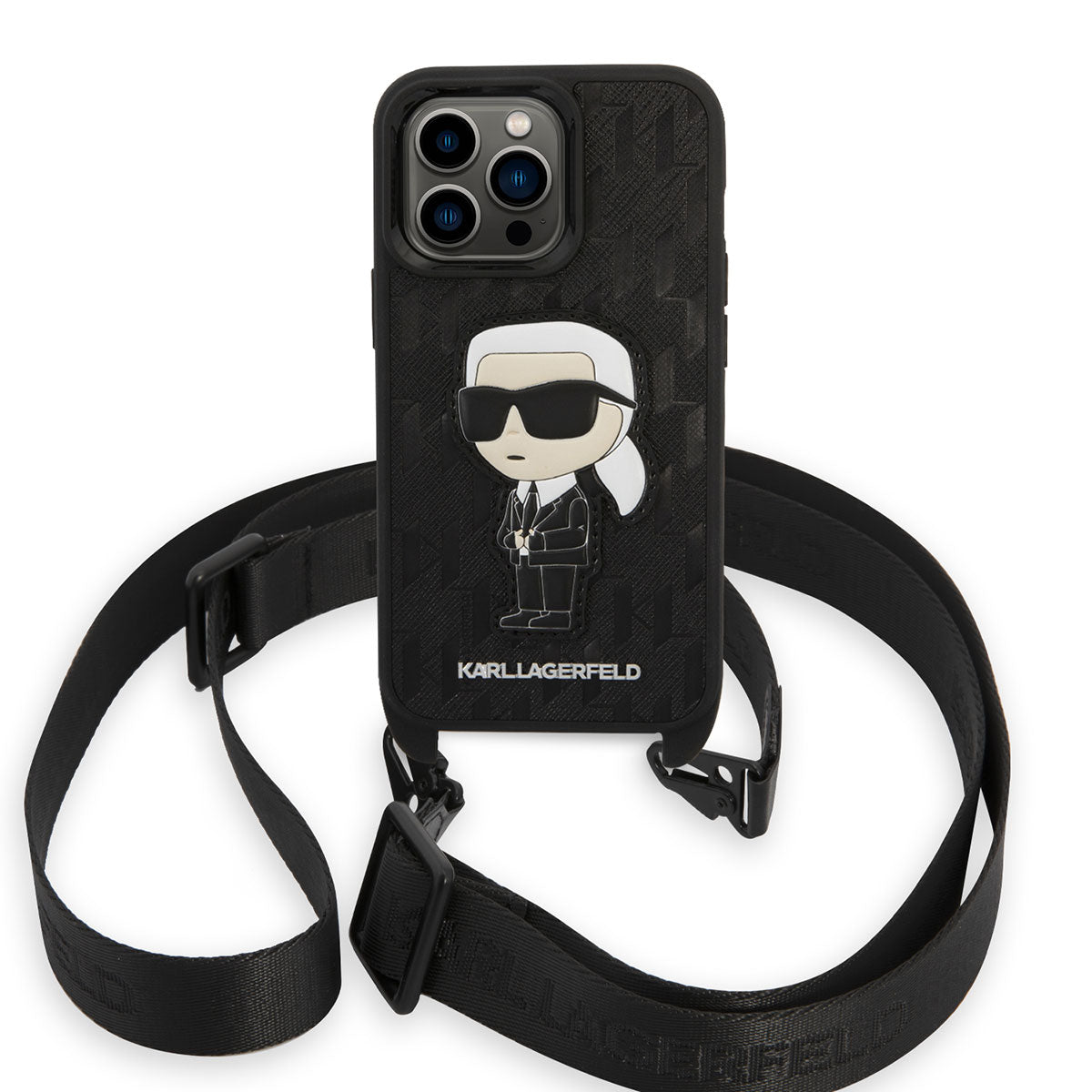 Apple iPhone 14 Pro Case Karl Lagerfeld Neck Strap Karl Design Cover Black 